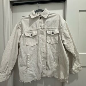 Zara Cream Corduroy Shacket Jacket